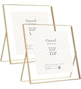 Classura Gold 5x7'' Double Floating Picture Frame,For Photo Sizes (3.5x5''& 4x6''),Beautiful Meta...