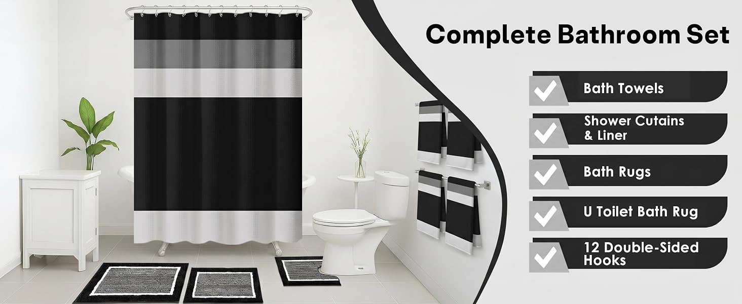 Bathroom Sets with Shower Curtain and Rugs