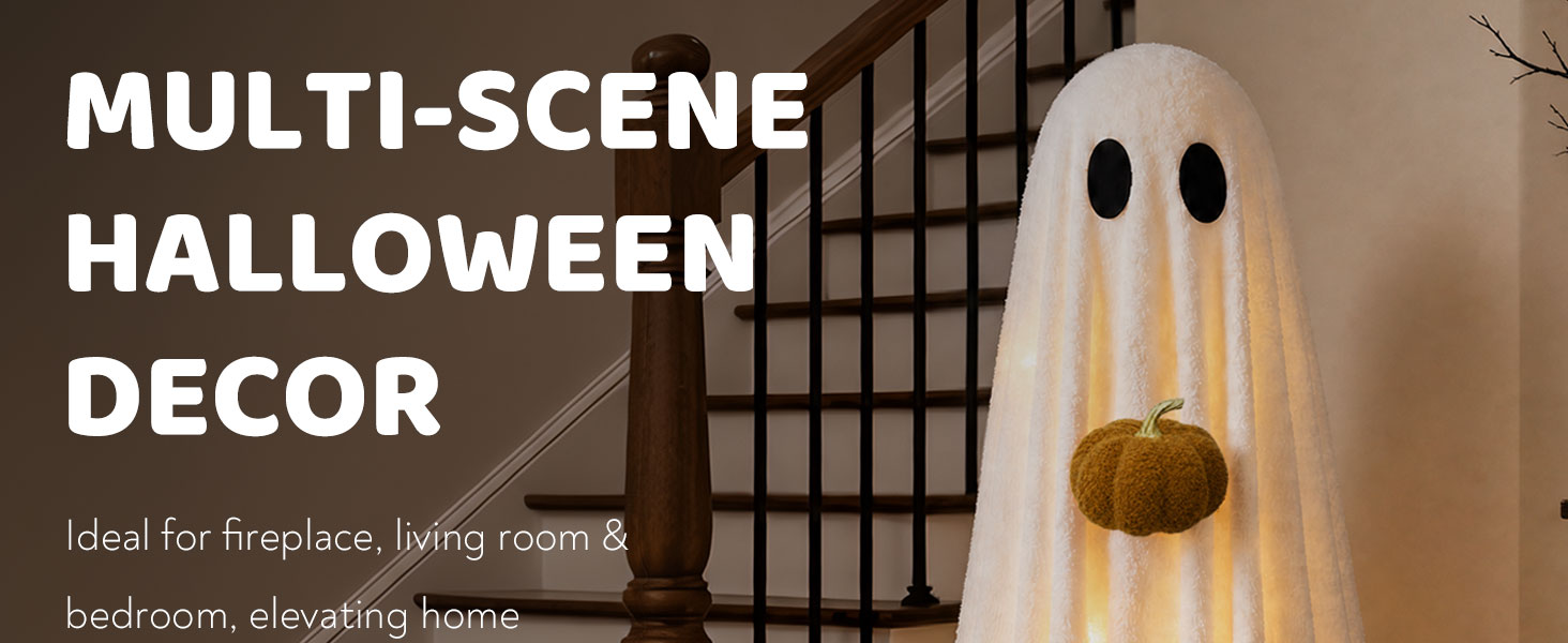 Halloween Decorations Indoor 3.6FT Light-Up Sherpa Ghost