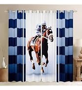 jejeloiu Horses Curtains for Bedroom Living Room Galloping Horse 30%-50% Blackout Shades Rustic F...