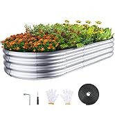 Winpull Raised Garden Bed Kit, 4x2x1 ft Galvanized Planter Box Outdoor with Safety Edging, Large ...