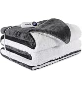 STHYTON Electric Heated Blanket Throw 50"x60" - Soft Cozy Flannel & Sherpa Fabric Dual-Sided, 9 H...