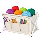 KEEGH Large Capacity Yarn Storage Organizer, Installation-Free Yarn Caddy with 3 Pockets Crochet ...