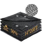 50% Shade Cloth for Garden, 10 x 20 FT Sun Shade Mesh Tarp with Reinforced Grommets, Durable HDPE...