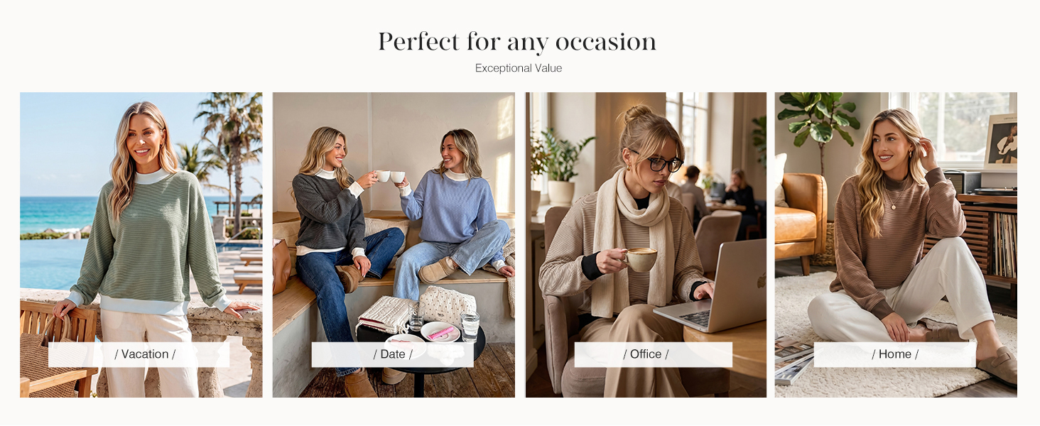 Dokotoo striped mock neck sweatshirt for women long sleeve tops fall fashion