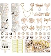 RQAYE Silver Shoe Charms for Sneakers, Junk Socks Charms Kit, Brooches and Pins for Women, Pearl ...