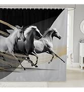 jejeloiu Horse Riders Shower Curtain for Bathroom Decor Horse Race Bath Curtain Western Cowboys B...
