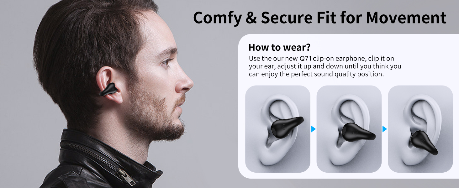 Open Ear Bone Conduction Headphones Wireless Clip On Earbuds