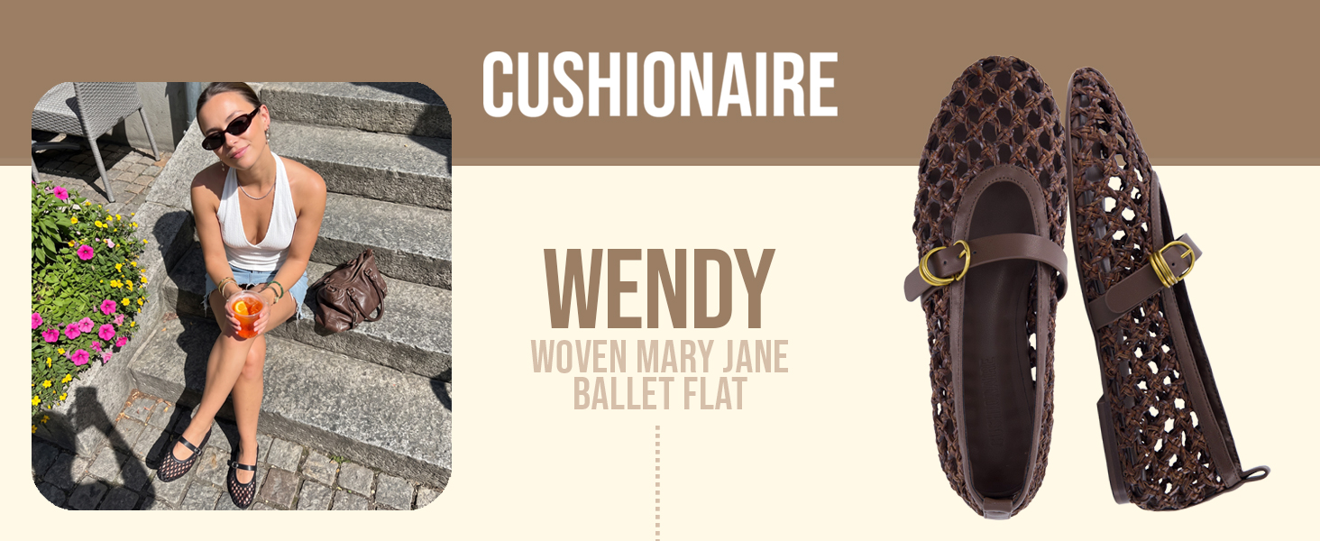 wendy, cushionaire, woven mary jane ballet flat, lifestyle