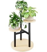 NQW 3 Tiers Wood Plant Tables Indoor Plant Stand Tall Metal Wood Plant Shelf Outdoor Indoor Plant...