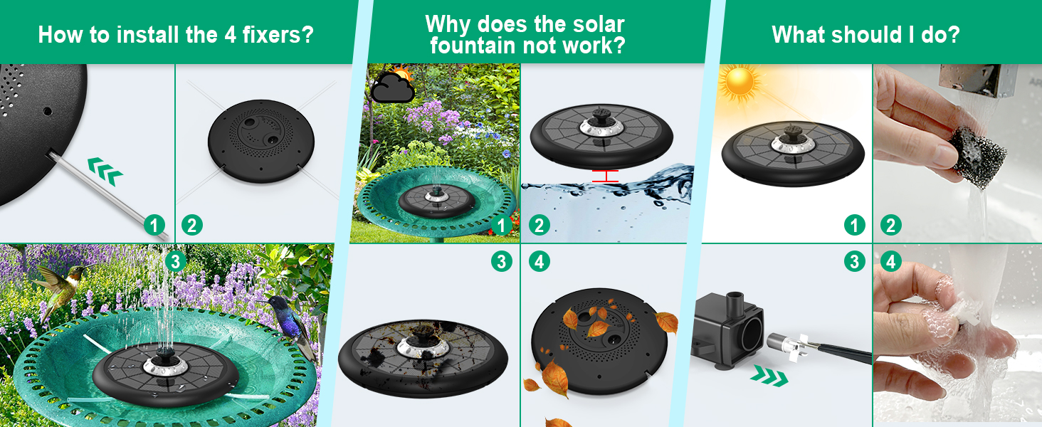 small solar fountain for bird bath