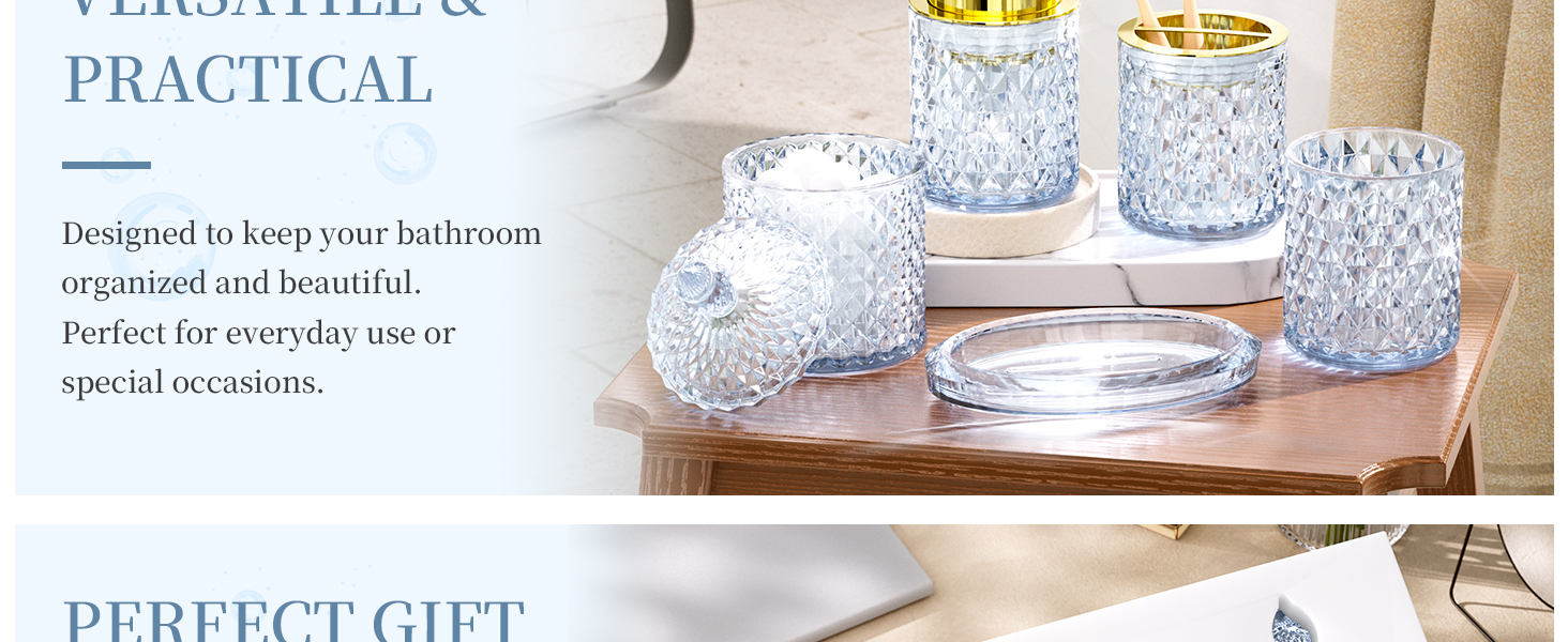 Blue Glass Bathroom Accessories Set