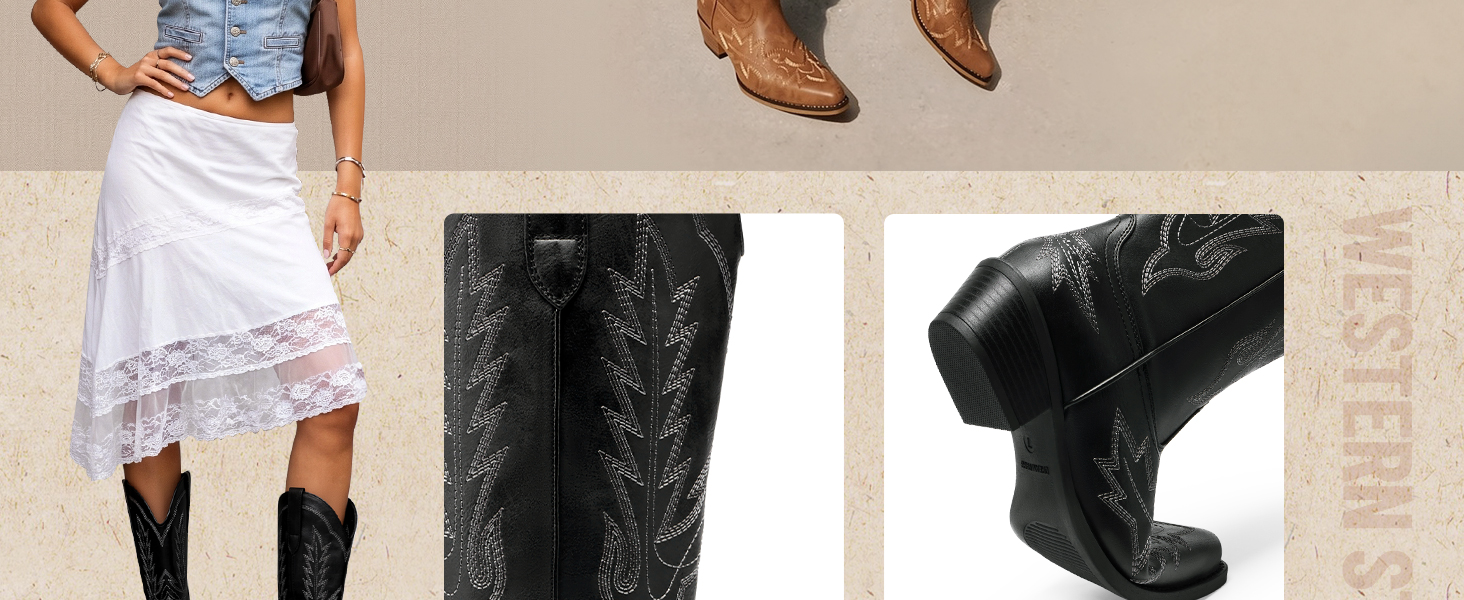 DREAM PAIRS Women's Western Cowboy Cowgirl Boots