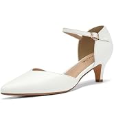 DOBOLIN Kitten Heels for Women Pointed Toe Pumps Dress Shoes | 2-Inch Low Heels with Adjustable S...