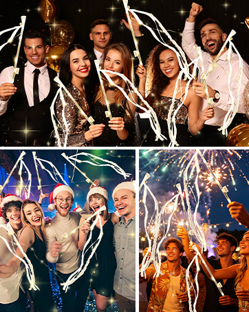 60PCS Light Up Wands for wedding, LED Wedding Wands with 3 Flashing Modes, Fairy Wand Ribbon Stre...
