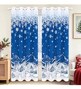 AtawLege Christmas Grey Curtains for Living Room Snowflake Blackout Bedroom Curtains 84 Inch Long...