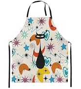 Castle Fairy Mid Century Black Cat Kitchen Cooking Apron