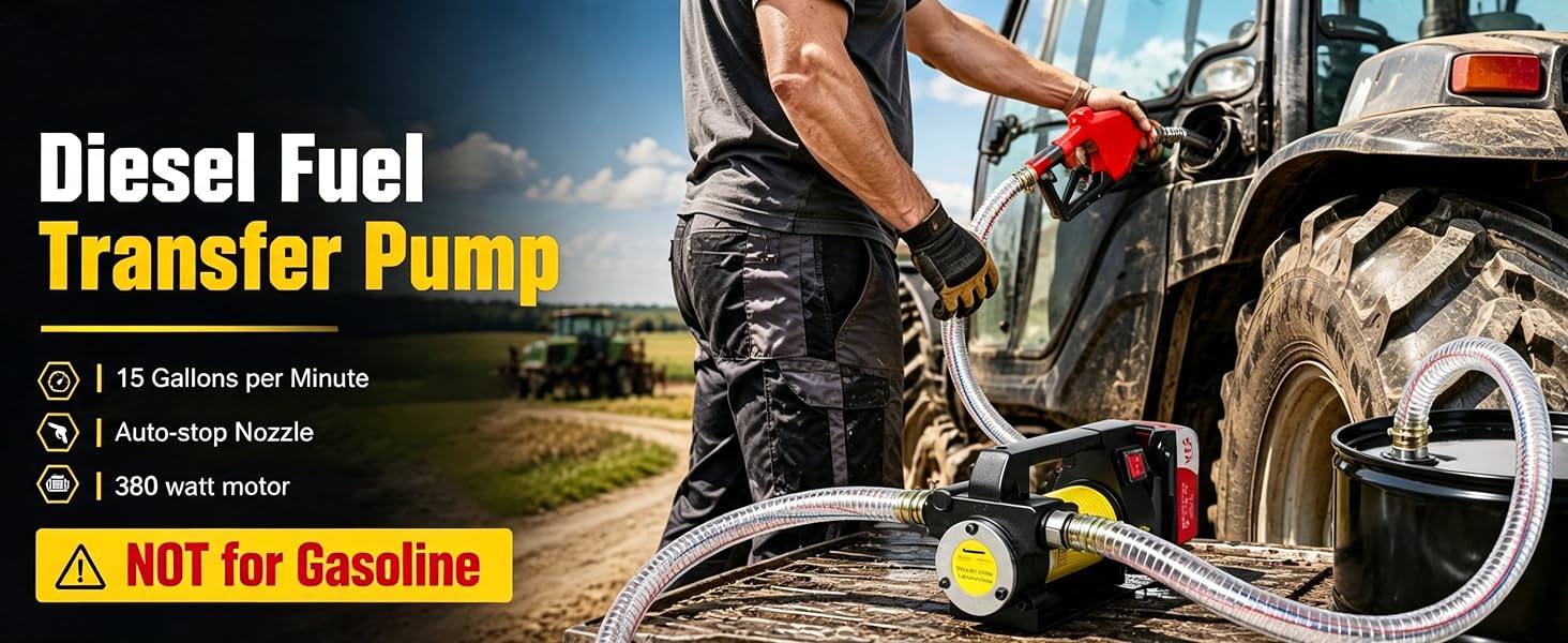 15GPM Fuel Transfer Pump,Auto-Stop, 380W