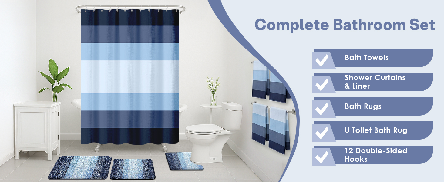 Bathroom Sets with Shower Curtain and Rugs