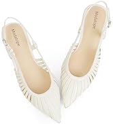 Modatope Slingback Flats for Women Pointed Toe Ballet Flats Classic Low Heel Sandals Dress Shoes