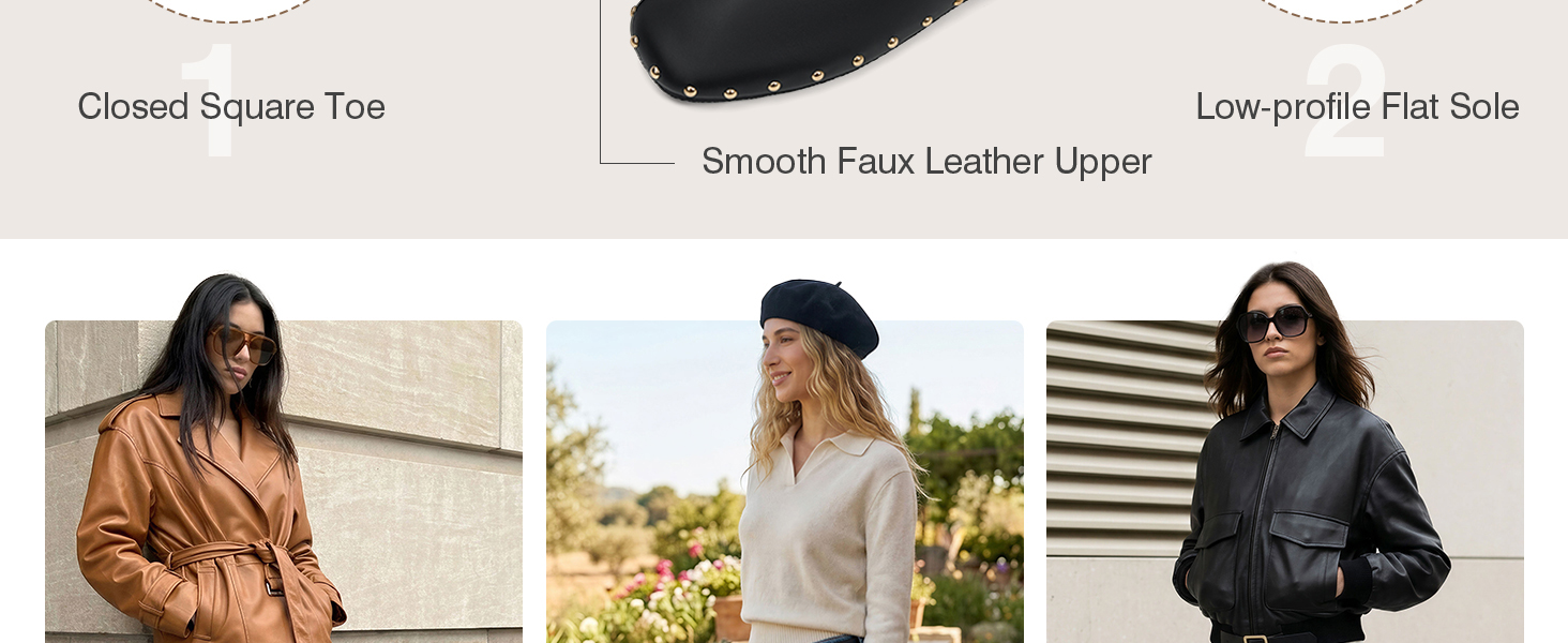 Flat mules for women slip on backless footwear