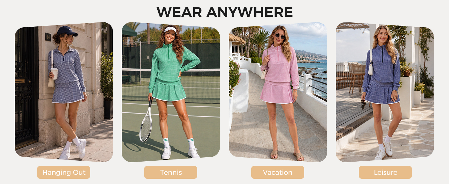 Mini skorts sets with coordinated top and built-in shorts