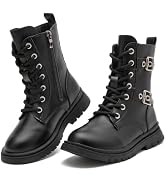 DADAWEN Girls Sparkly Bow Ankle Boots Chunky Low Heel with Zipper Fashion Winter Dress Booties Fa...