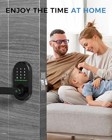 HEI LIANG Fingerprint Door Lock with Keypad & App Control, Matte Black | 5 Ways to Unlock: Finger...
