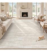 5x7 Area Rugs Living Room Rug: Washable Modern Abstract Rugs Neutral Non Slip Rug Soft Low Pile I...