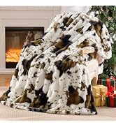 EMME Faux Rabbit Fur Bubble Throw Blanket, Cream White 50" x 60" | Soft, Fuzzy, Cozy, Furry, Plus...