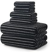 ecolook Premium Bath Towel Set of 6 Pieces – 100% Cotton, Super Absorbent & Quick Dry, Striped To...