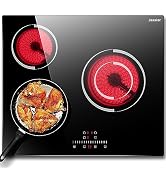 Disaenvir 4 Burner Electric Cooktop - 24 Inch Drop-in Glass Ceramic Stove Top 6000W, 220V Radiant...