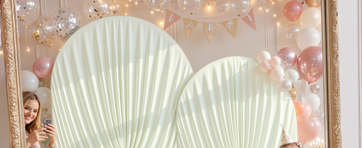 7.2ft and 6ft ivory elegant arch covers for birthday parties