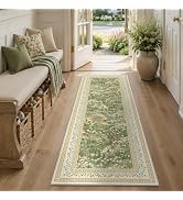 HelloTree 2x6 Floral Vintage Runner Rug | Machine Washable Soft Non-Slip Door Mat, Low Pile Botan...
