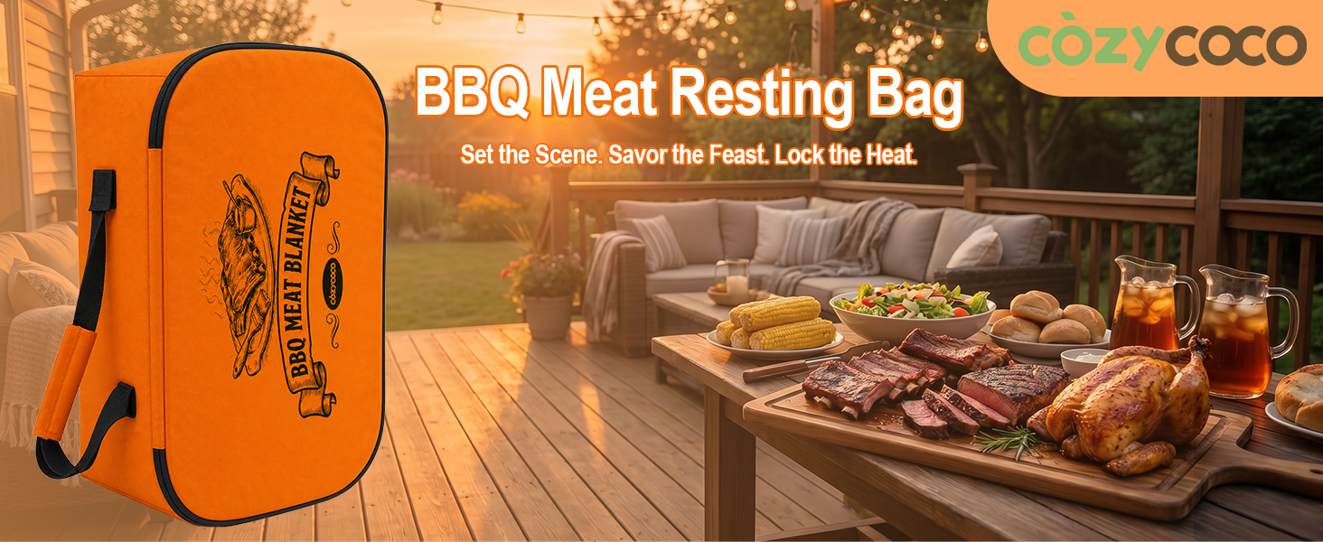 BBQ-blanket-keeps-brisket-hot-outdoor-party-sunset