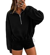 Rexley Women's Quarter Zip Pullover Cinchable Crop Sweatshirt Fall Fleece | 1/4 Zip Pullover No H...