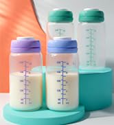 Breast Milk Storage Bottles, 4 Pack 10oz/300ml Wide Neck BPA-Free Plastic Bottles for Pumping, Co...