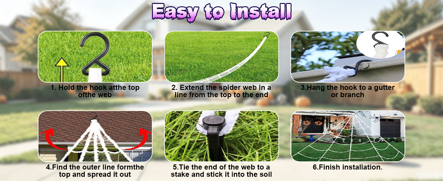 Halloween Decorations Outdoor, 250 LED Halloween Giant Spider Web Lights