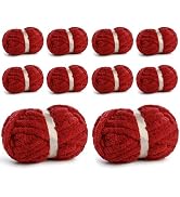 10 Pack Jumbo Chenille Yarn for Crocheting, #10 Super Bulky Baby Soft Yarn for Hand Knitting, 220...