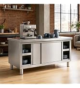Stainless Steel Work Table 47" Lx24 Wx55 H Prep Bench with Storage Cabinet | Stainless steel cons...