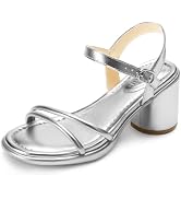 DOBOLIN Wide Width Heels for Women 2.7-Inch Block Heel Dress Sandals | Adjustable Chunky Heels wi...
