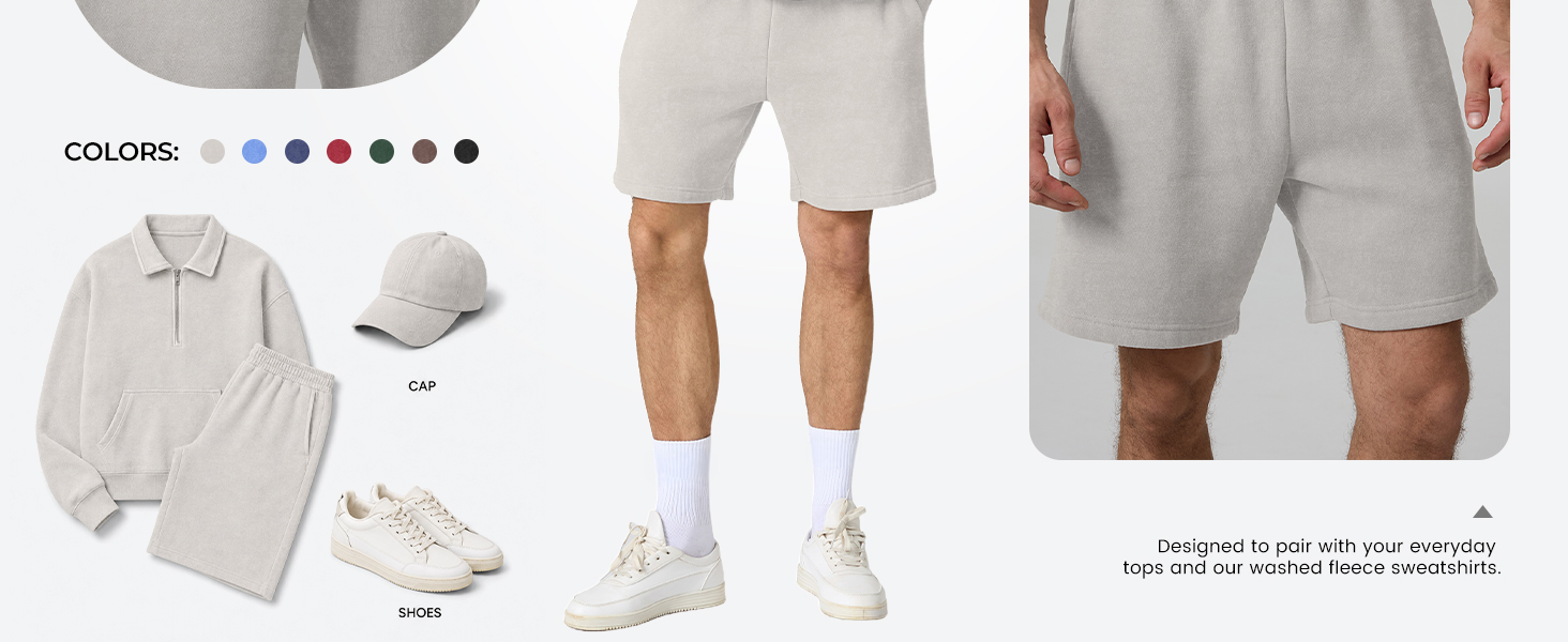 FAIABLE mens washed sweatshorts