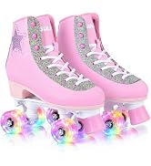 SULIFEEL Roller Skates for Girls and Women with Light up Wheels and Polka Dot Pattern, Kids and A...