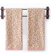 REDKISS Pink Leopard Print Hand Towel Set of 2 | 100% Cotton Decorative Bathroom Towels,Quick Dry...