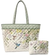 YDTOADDIT Quilted Tote Bag 2 Pack, Women's Tote Handbags for Work Travel | Quilted Tote Bag with ...