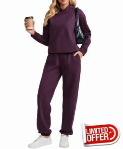 PINSPARK 2 Piece Set for Women Fleece Lounge Fall Outfit Matching Sweatsuit                                                          Petite & Regular