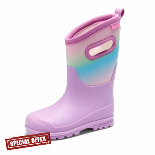 DREAM PAIRS Unisex Waterproof Boots Outdoor Shoes                                                          Warm Faux Fur Lining with Handles Easy Wear Secure Grip Anti Slip Outsole Comfort for Rain Snow Winter Muck Mud Cold Weathe