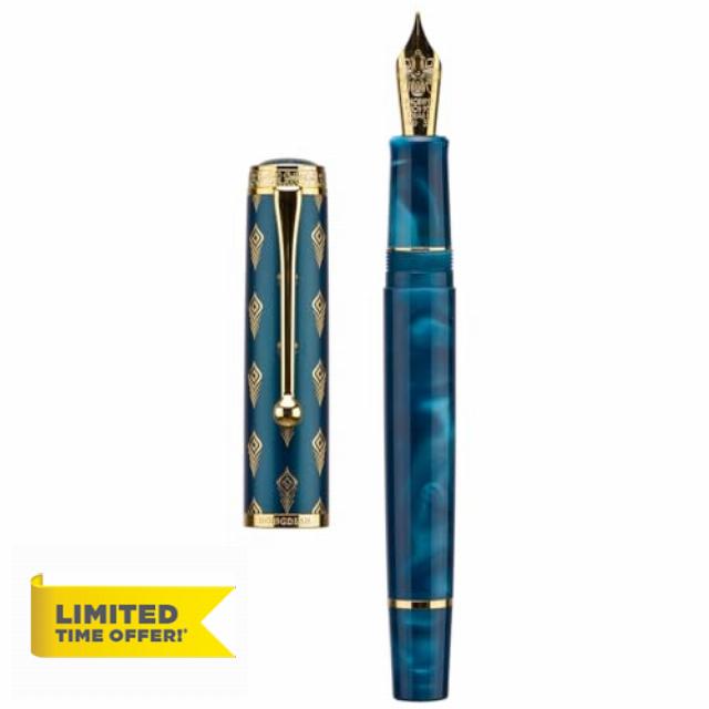 HONG DIAN N8S Acrylic Fountain Pen Long Blade Nib with Box (Peacock Blue)                                                          Balanced weight and refillable