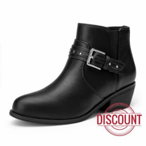 Athlefit Women's Chunky Low Heel Ankle Boots with Side Zipper                                                          Comfortable Fall Booties with Soft Support Insole