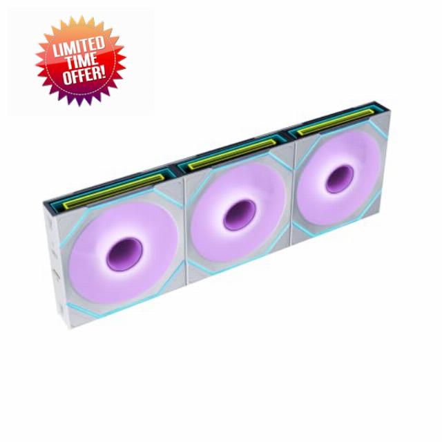 Lian Li UNI Fan SL Infinity Flex-120-Reverse Blade-White-12RSLIN1F3W | Triple Pack